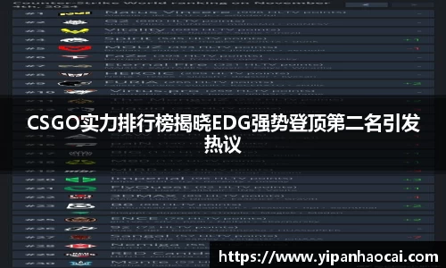 CSGO实力排行榜揭晓EDG强势登顶第二名引发热议